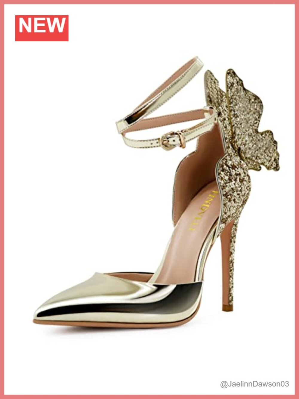 Faux Leather Sparkly Stiletto Pumps with Ankle Strap, Pointed Toe Dress Heels